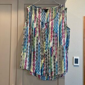 Rock 47 multicolor. Patterned rayon tank top. SZ L